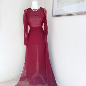 Elegant Burgundy Evening Gown
